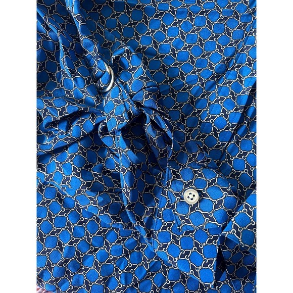 Ann Taylor Size Small 100% Silk Chain Link Print 3/4 Sleeves Blouse Top - Picture 4 of 8